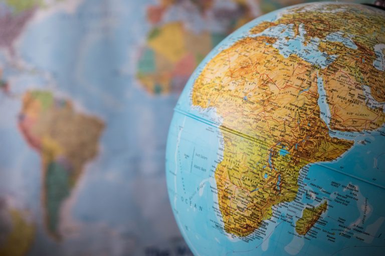 Africa And Middle East Map On A Globe With Earth Map In The Back